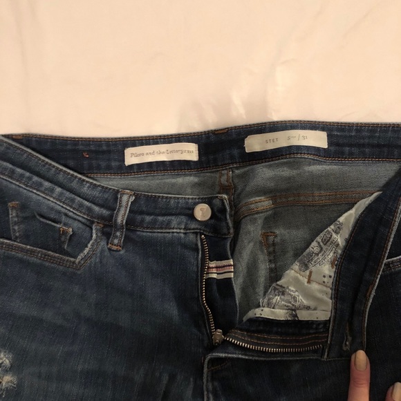 PILCRO blue ripped denim straight leg jeans 31 - Picture 5 of 6